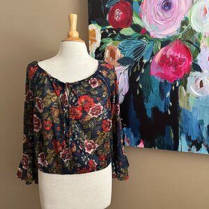 Haute Project Los Angeles Floral Peasant Blouse Women's Size Large